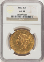 1852 $20 Liberty Double Eagle NGC AU55