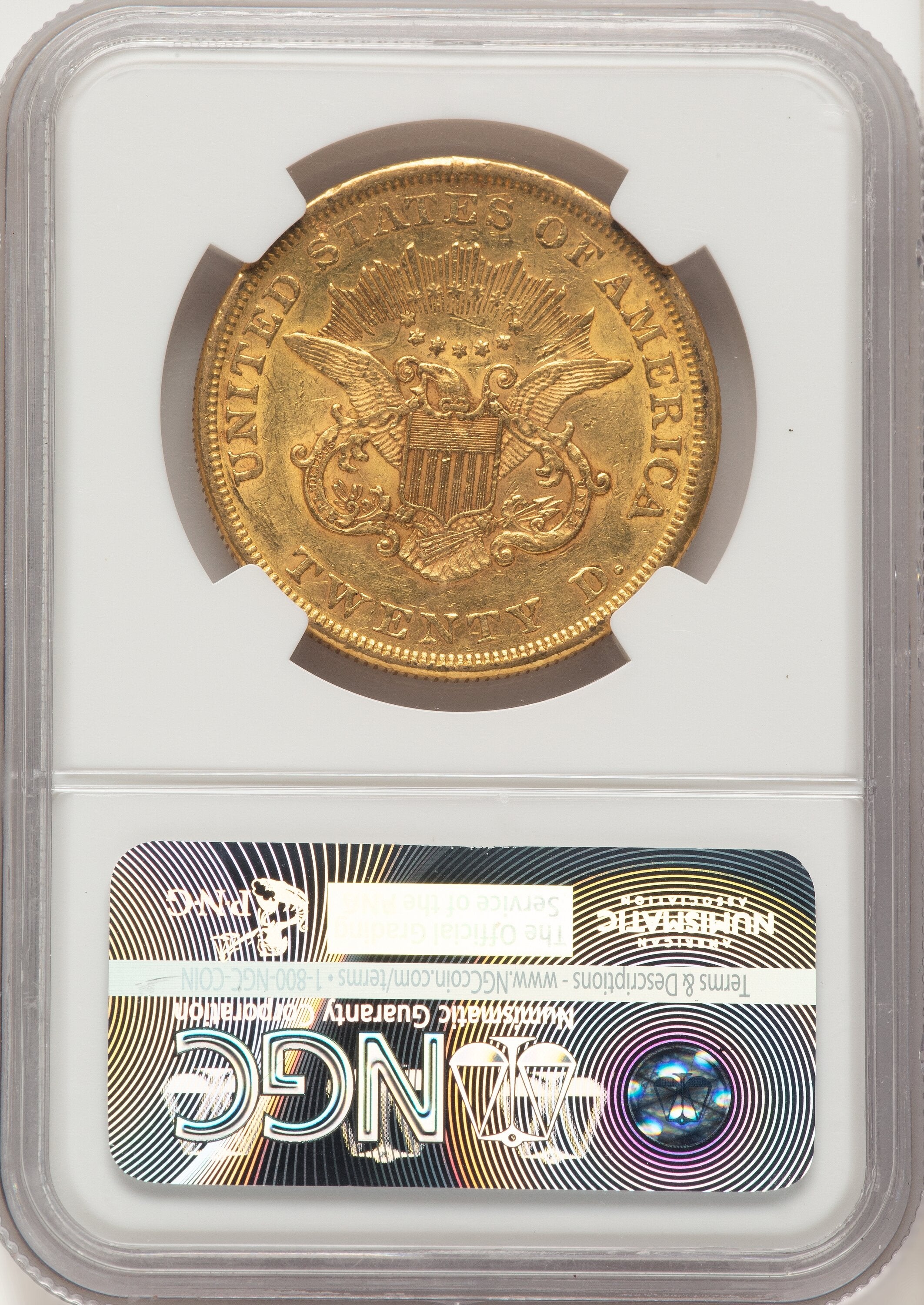 1852 $20 Liberty Double Eagle NGC AU55