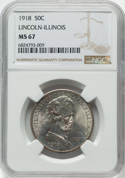 1918 50C Lincoln NGC Secure Commemorative Silver NGC MS67