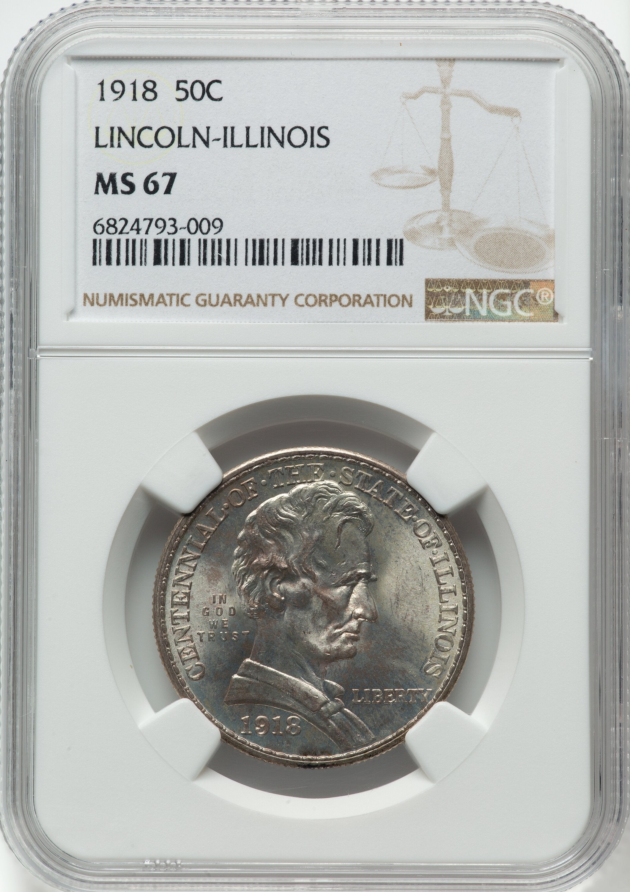 1918 50C Lincoln NGC Secure Commemorative Silver NGC MS67
