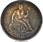1874-CC 10C F-101 Genuine Seated Dime Genuine PCGS VF20