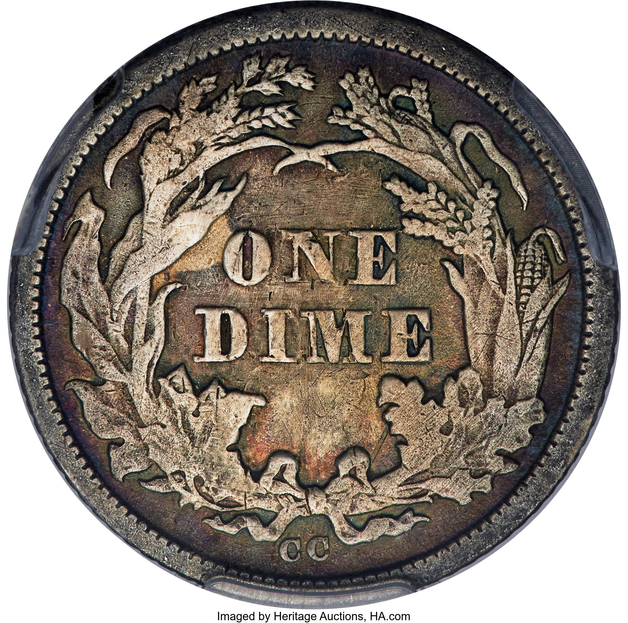 1874-CC 10C F-101 Genuine Seated Dime Genuine PCGS VF20