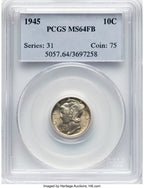 1945 10C FB Mercury Dime PCGS MS64
