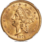 1871-S $20 Liberty Double Eagle NGC MS62