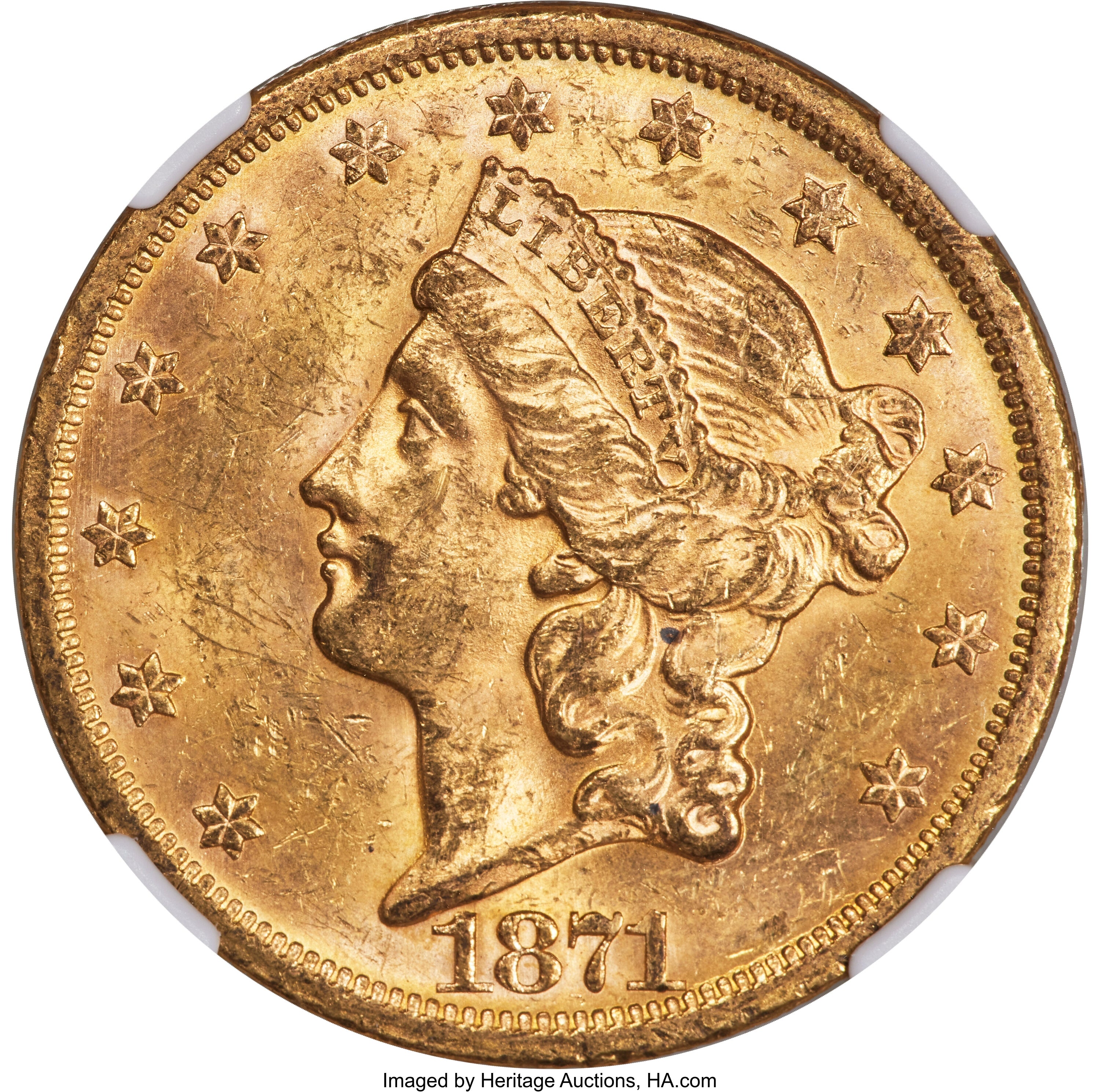 1871-S $20 Liberty Double Eagle NGC MS62