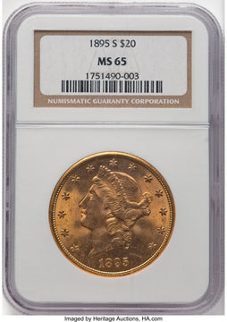 1895-S $20 Liberty Double Eagle NGC MS65