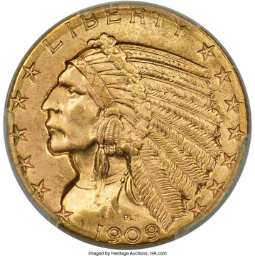 1909-D $5 CAC Indian Half Eagle PCGS MS64+