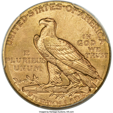1909-D $5 CAC Indian Half Eagle PCGS MS64+