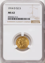 1914-D $2.50 Indian Quarter Eagle NGC MS62