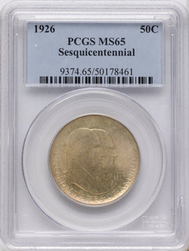 1926 50C Sesquicentennial Commemorative Silver PCGS MS65