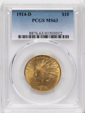 1914-D $10 Blue Gradient Indian Eagle PCGS MS63