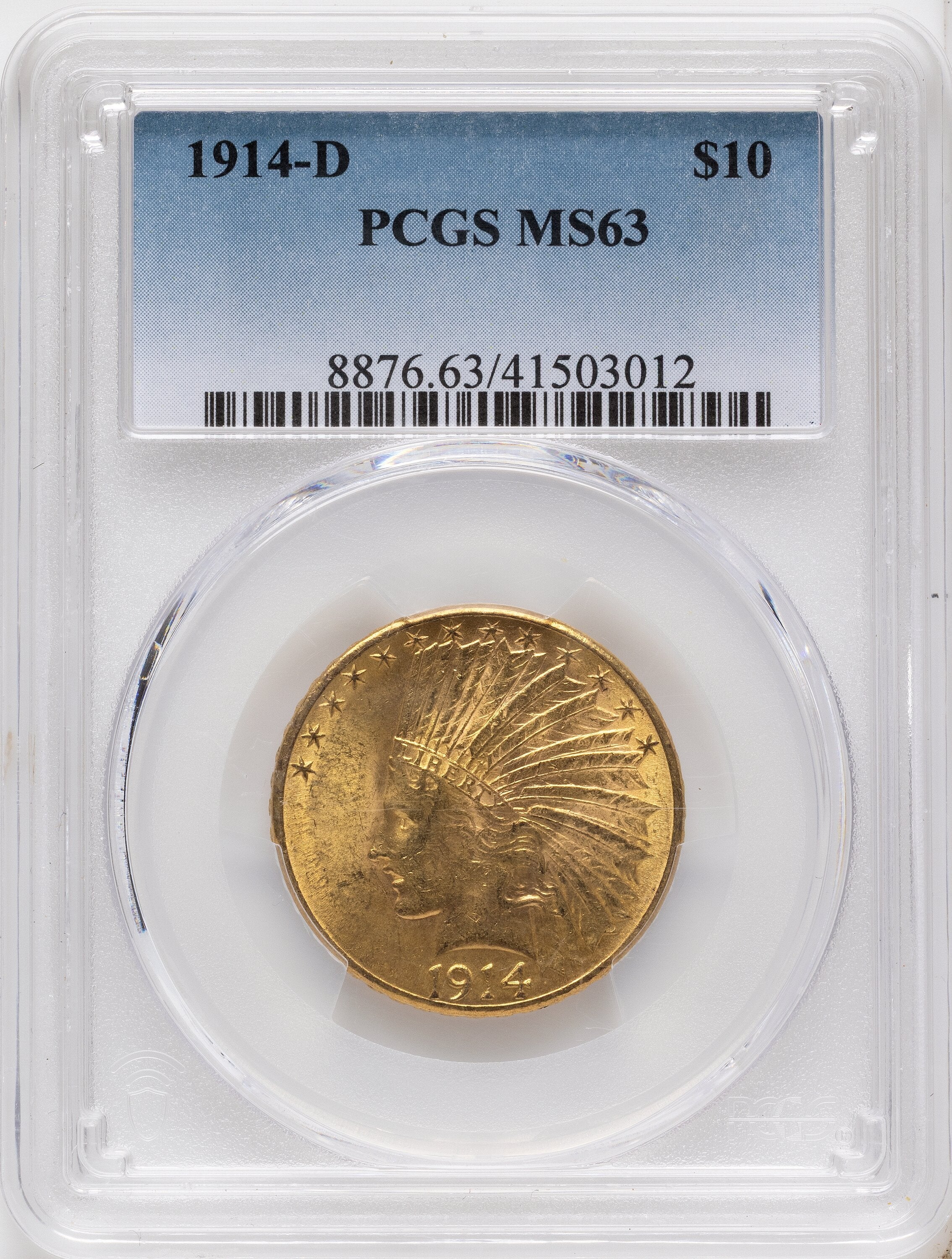 1914-D $10 Blue Gradient Indian Eagle PCGS MS63