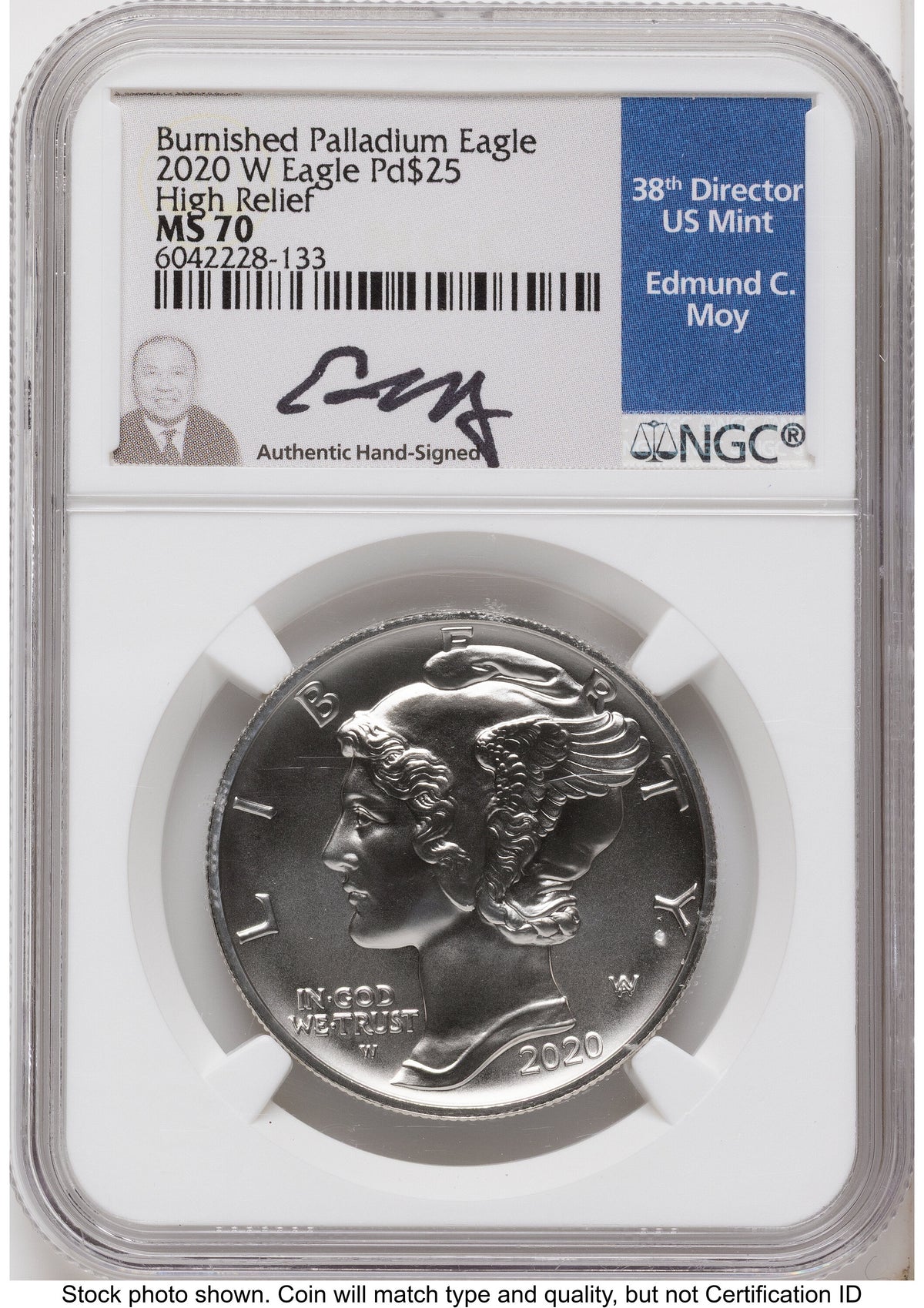 2020-W Palladium Eagle 1 oz Burnished NGC MS70 Ed Moy