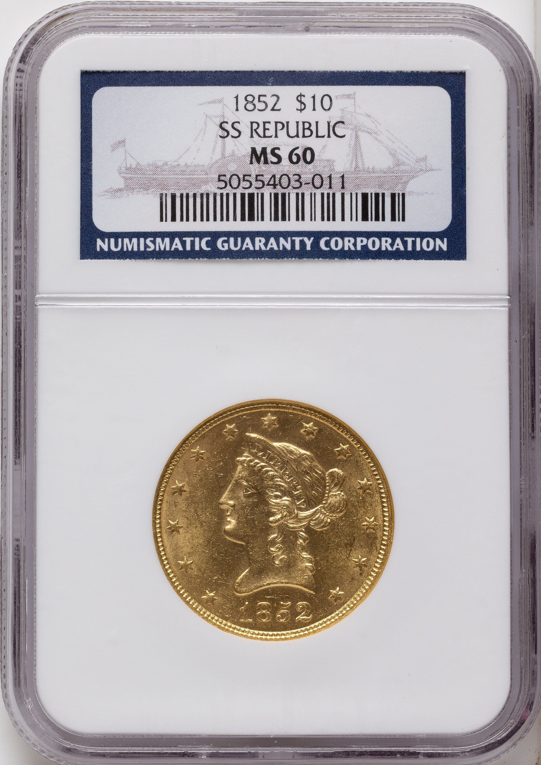 1852 $10 Liberty Eagle NGC MS60