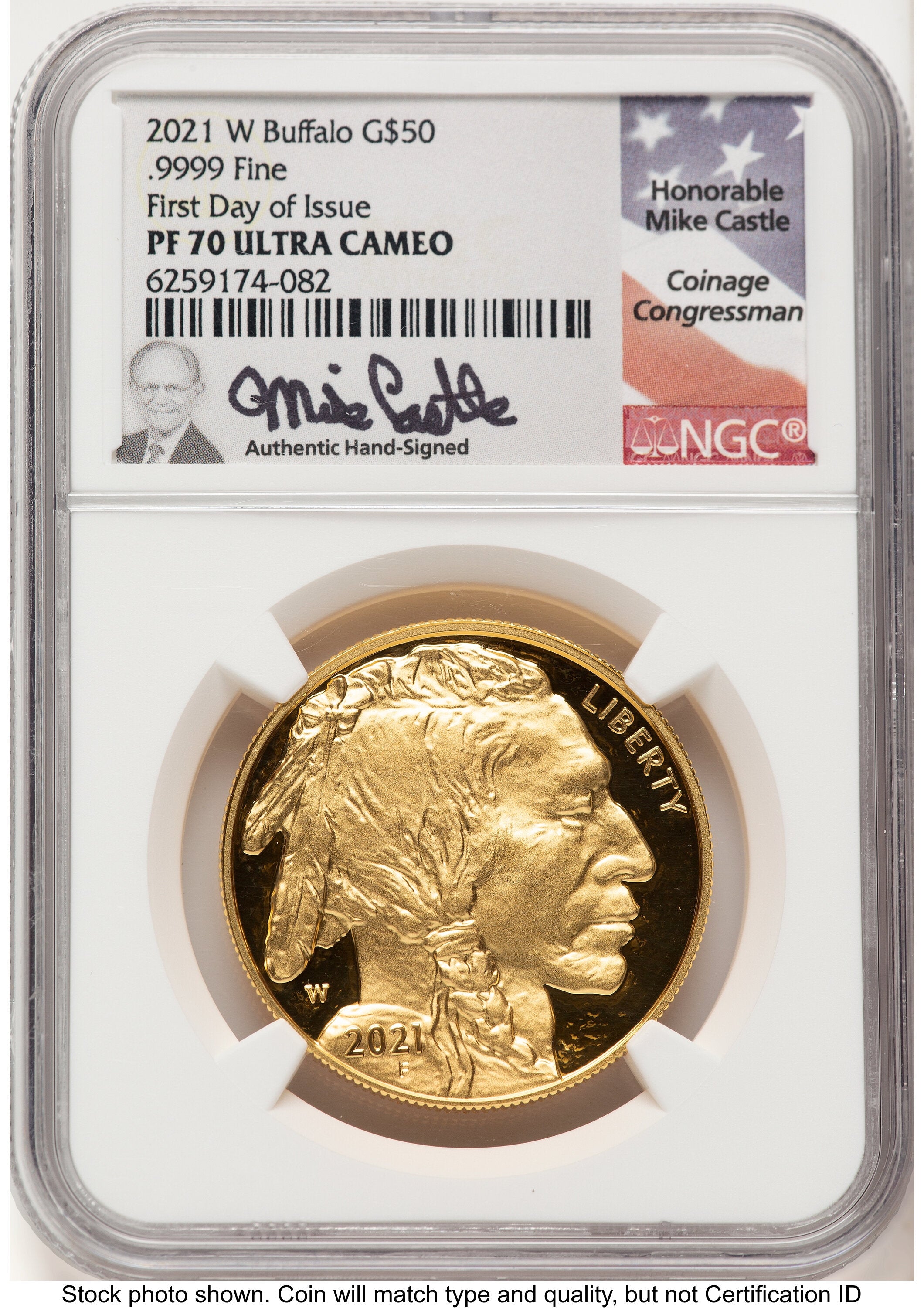 2021-W Proof Gold Buffalo 1 oz FDI Mike Castle NGC PF70