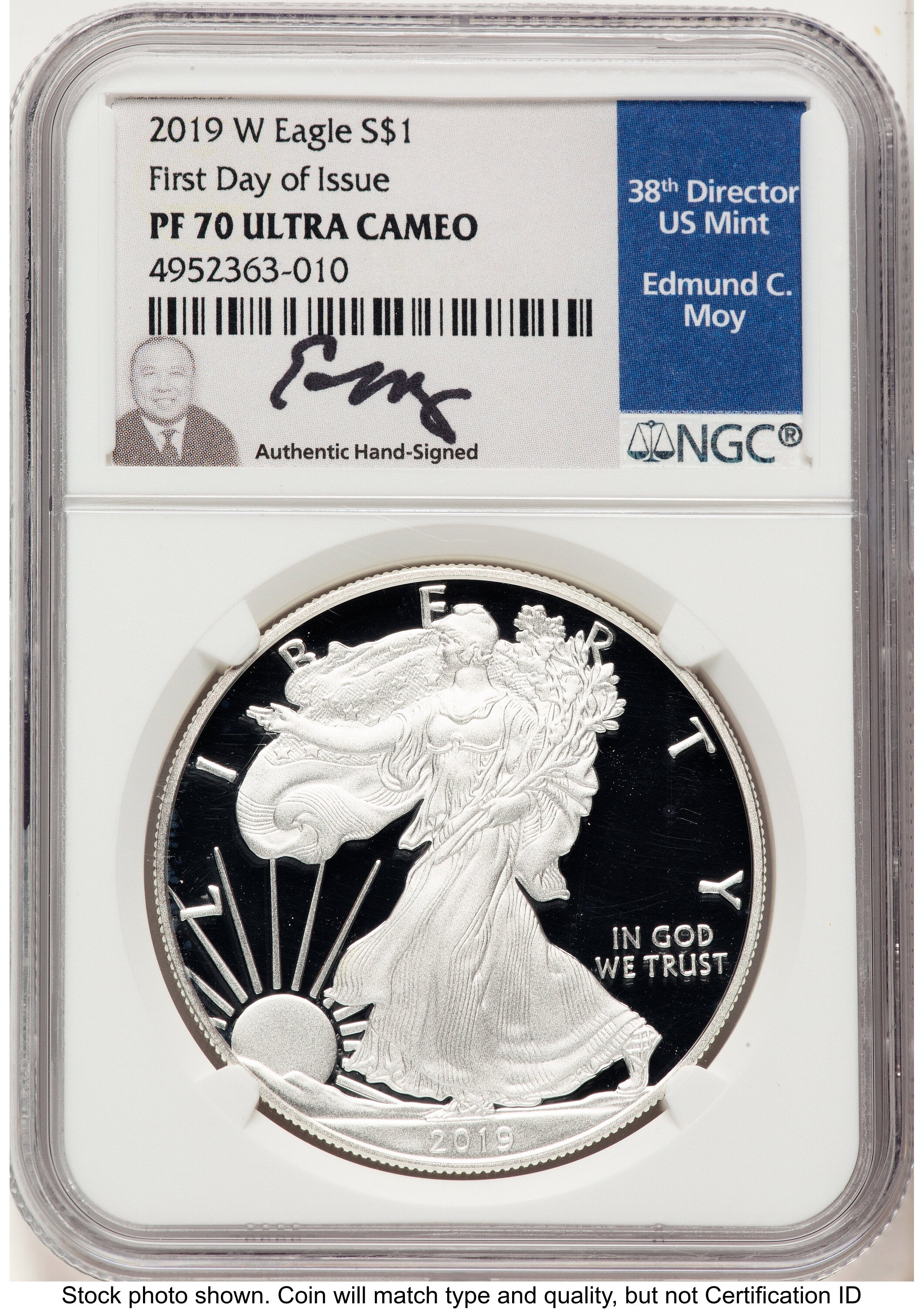 2019-W Proof Silver Eagle 1 oz FDI NGC PF70 Ed Moy