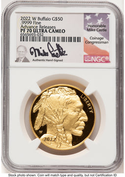 2022-W Proof Gold Buffalo 1 oz AR Mike Castle NGC PF70