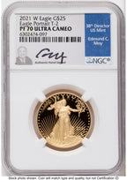 2021-W Type 2 Proof Gold Eagle 1/2 oz NGC PF70 Ed Moy
