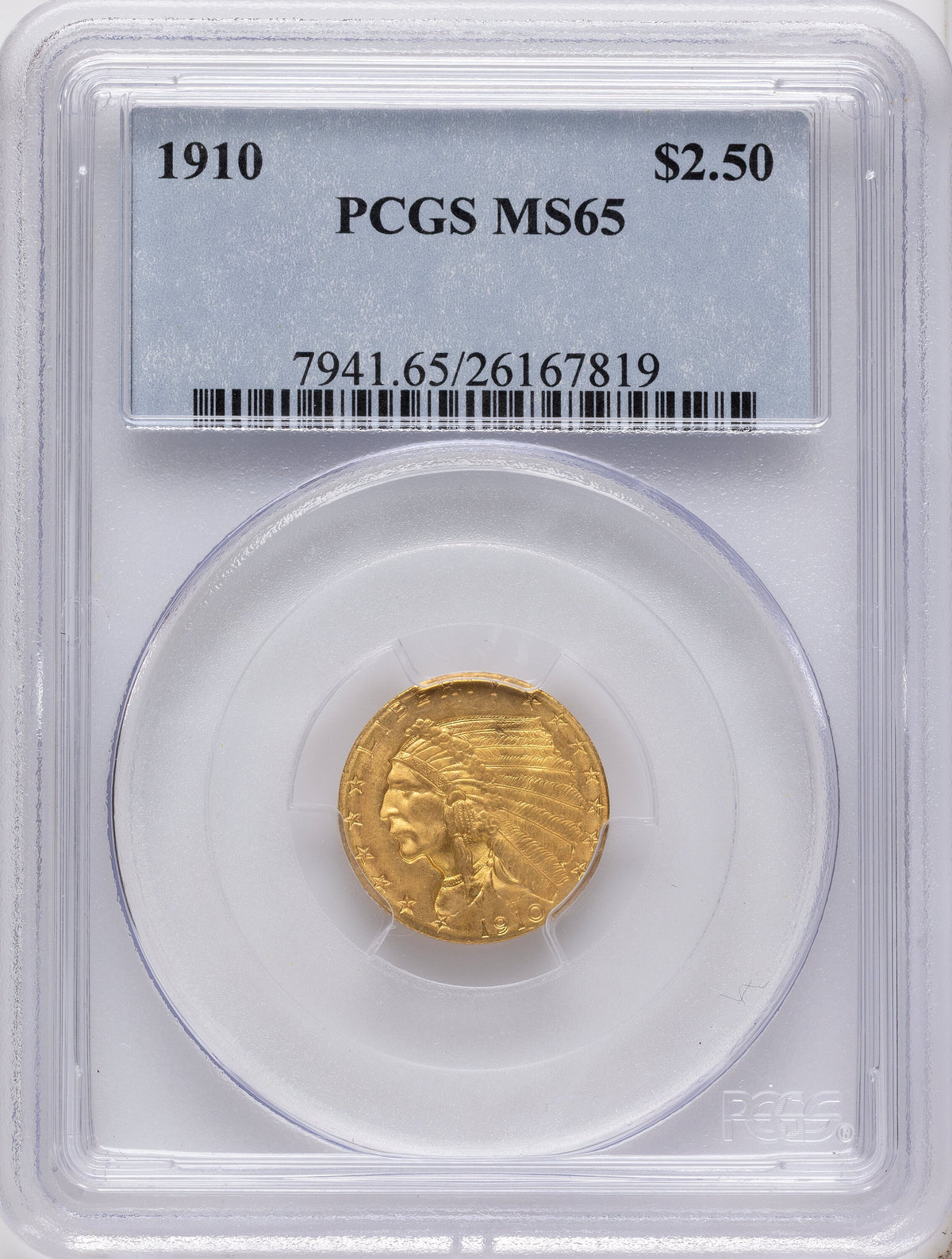 1910 $2.50 Indian Quarter Eagle PCGS MS65