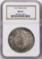 1921 Peace Dollar NGC MS64