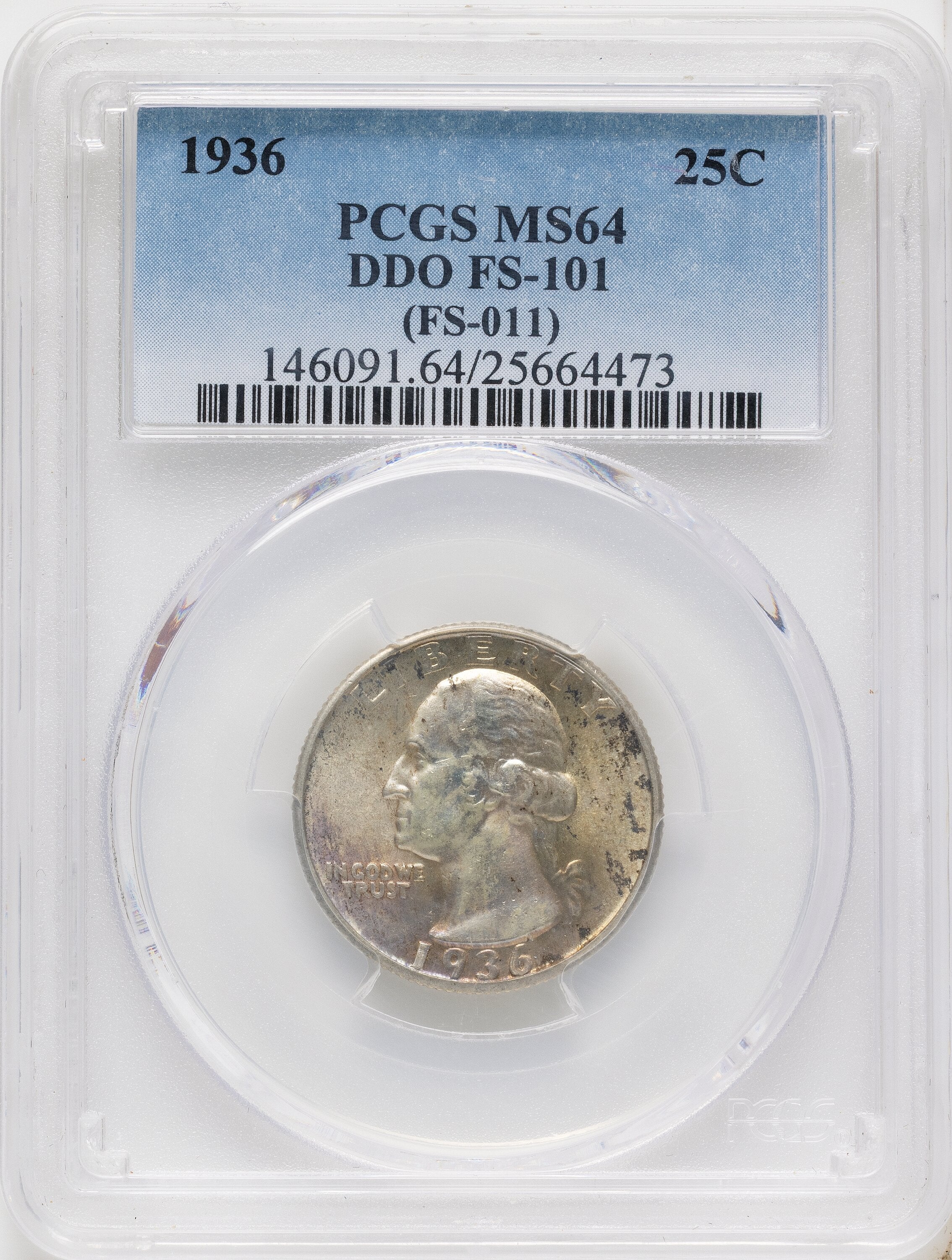 1936 25C FS-101 Washington Quarter PCGS MS64