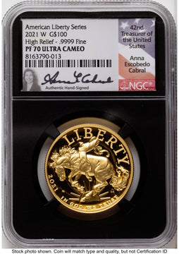 2021-W G$100 American Liberty High Relief Anna Cabral NGC PF70