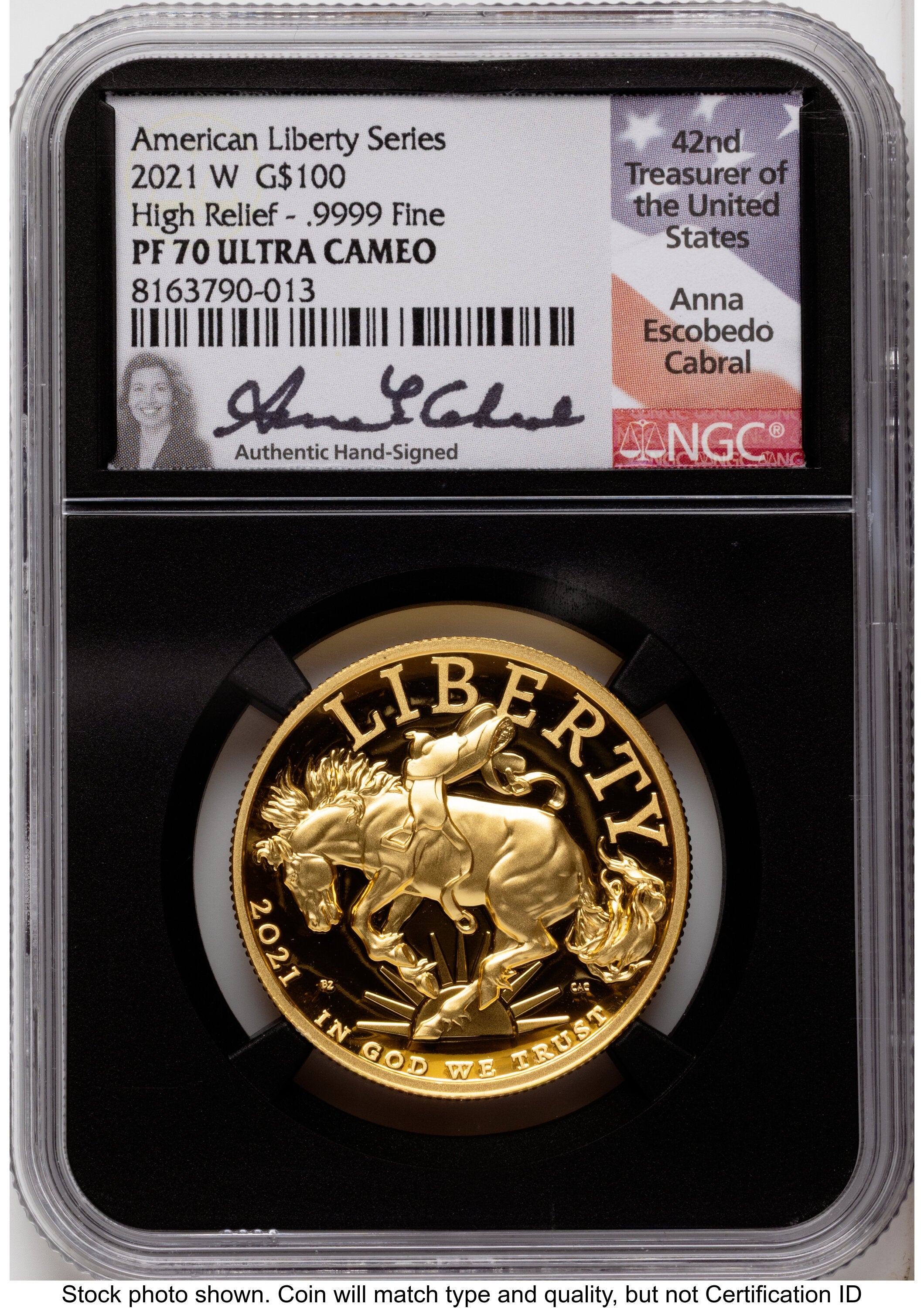 2021-W G$100 American Liberty High Relief Anna Cabral NGC PF70