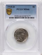 1915-D 5C Buffalo Nickel PCGS MS66