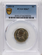 1953-D 5C Jefferson Nickel PCGS MS67