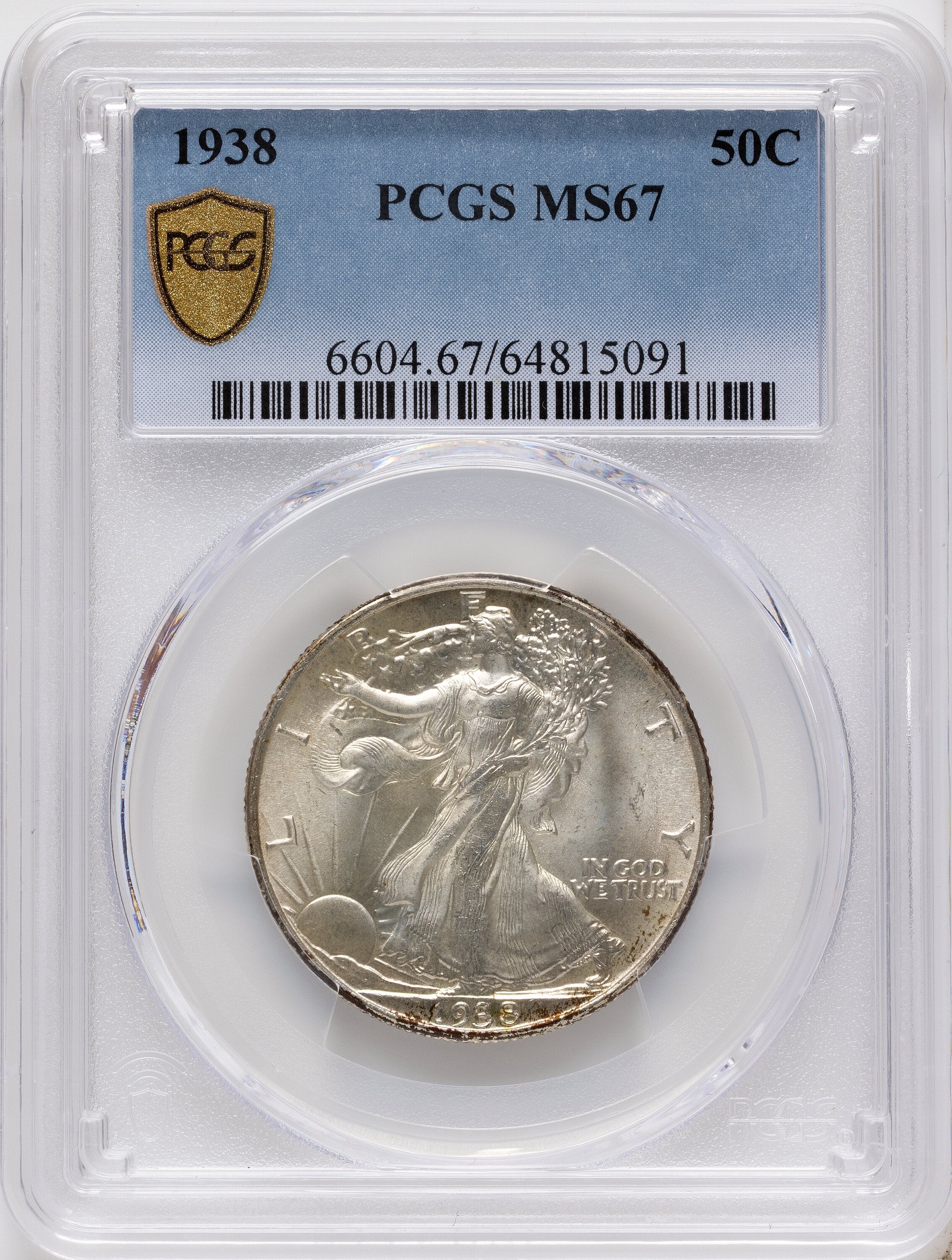 1938 50C Walking Liberty Half Dollar PCGS MS67