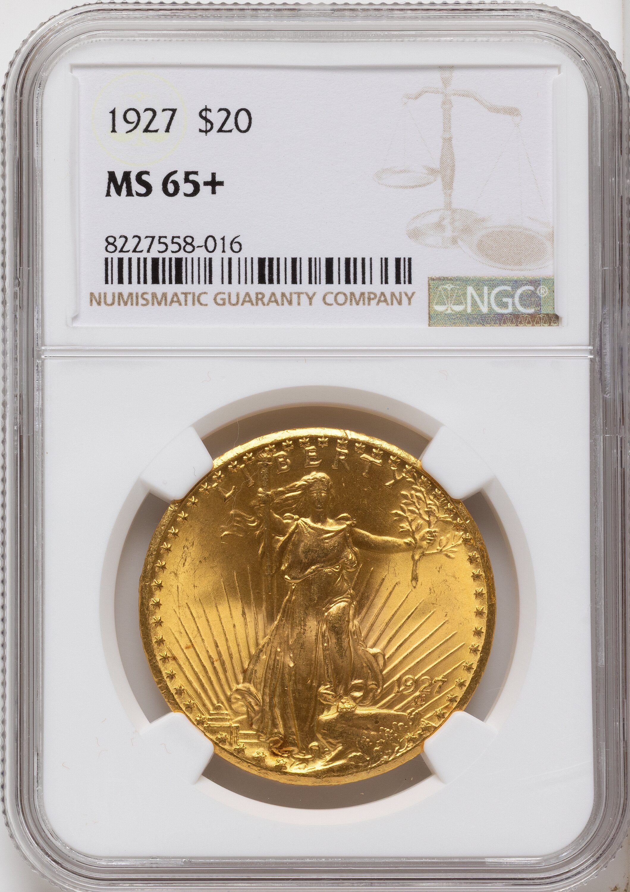1927 $20 Saint-Gaudens Double Eagle NGC MS65+