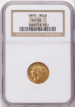 1913 $2.50 Indian Quarter Eagle NGC MS62