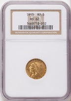 1913 $2.50 Indian Quarter Eagle NGC MS62