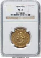 1843-O $10 Liberty Eagle NGC XF40