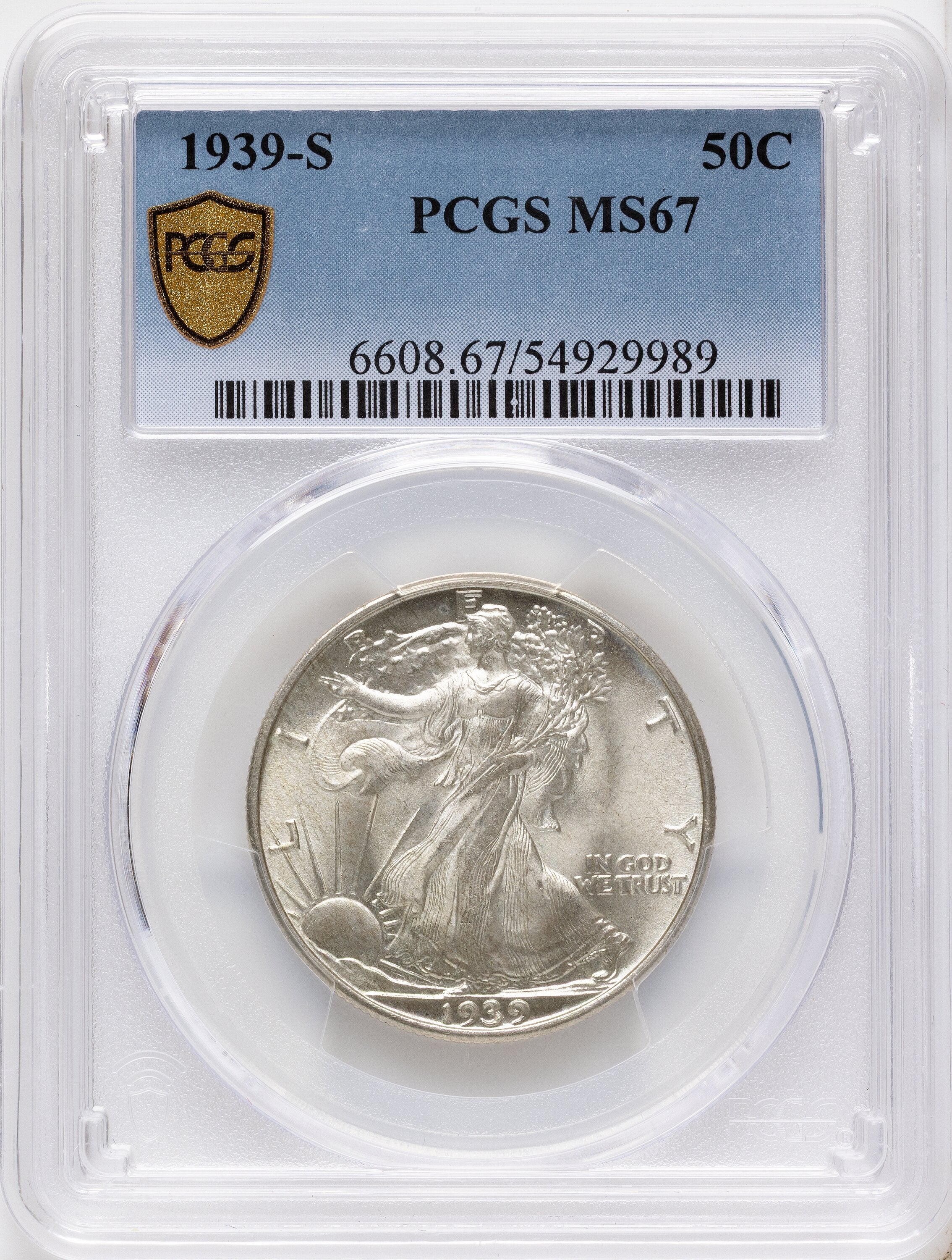 1939-S 50C Walking Liberty Half Dollar PCGS MS67