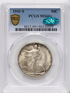 1941-S 50C CAC Walking Liberty Half Dollar PCGS MS66+