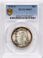 1945-S 50C Walking Liberty Half Dollar PCGS MS67