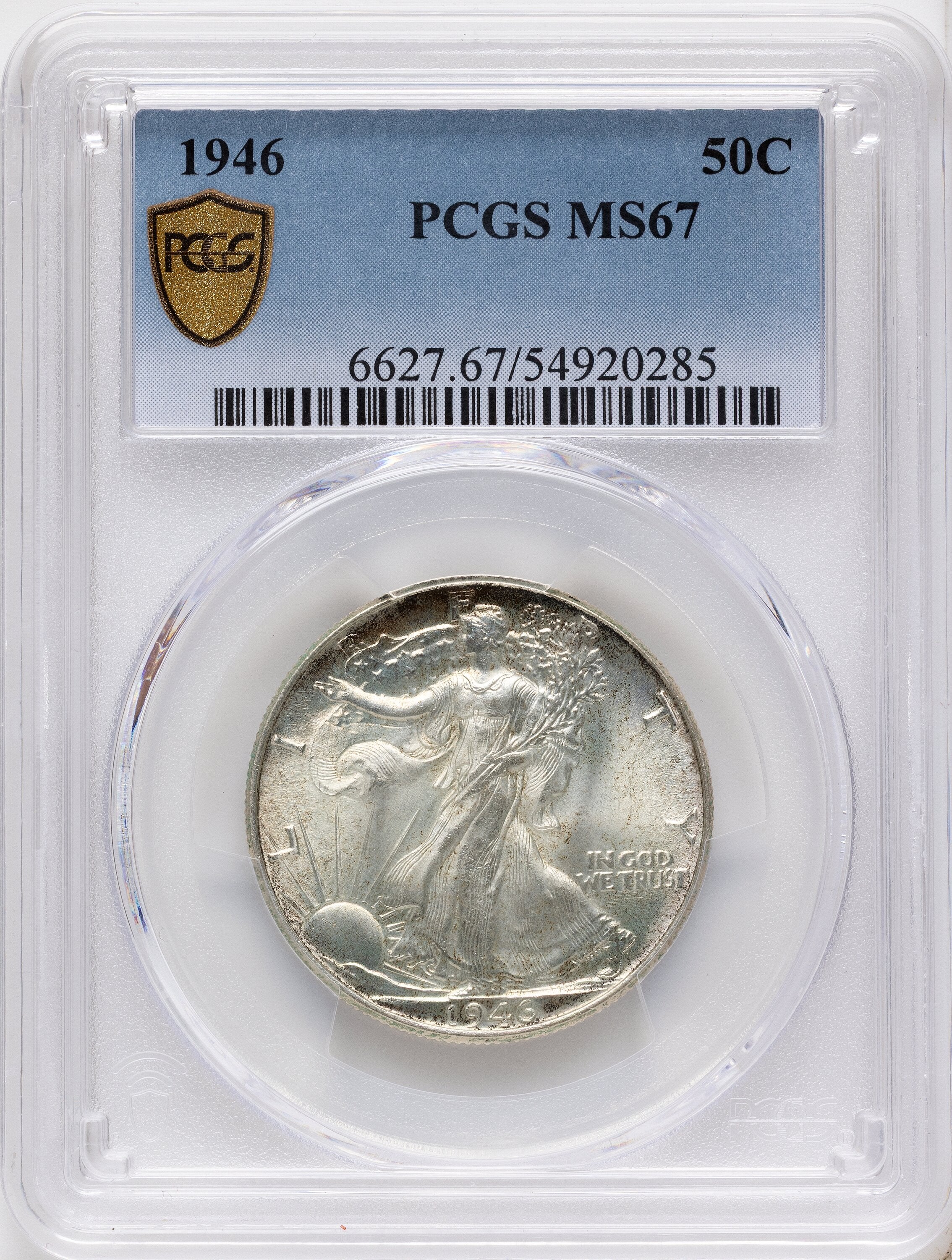 1946 50C Walking Liberty Half Dollar PCGS MS67