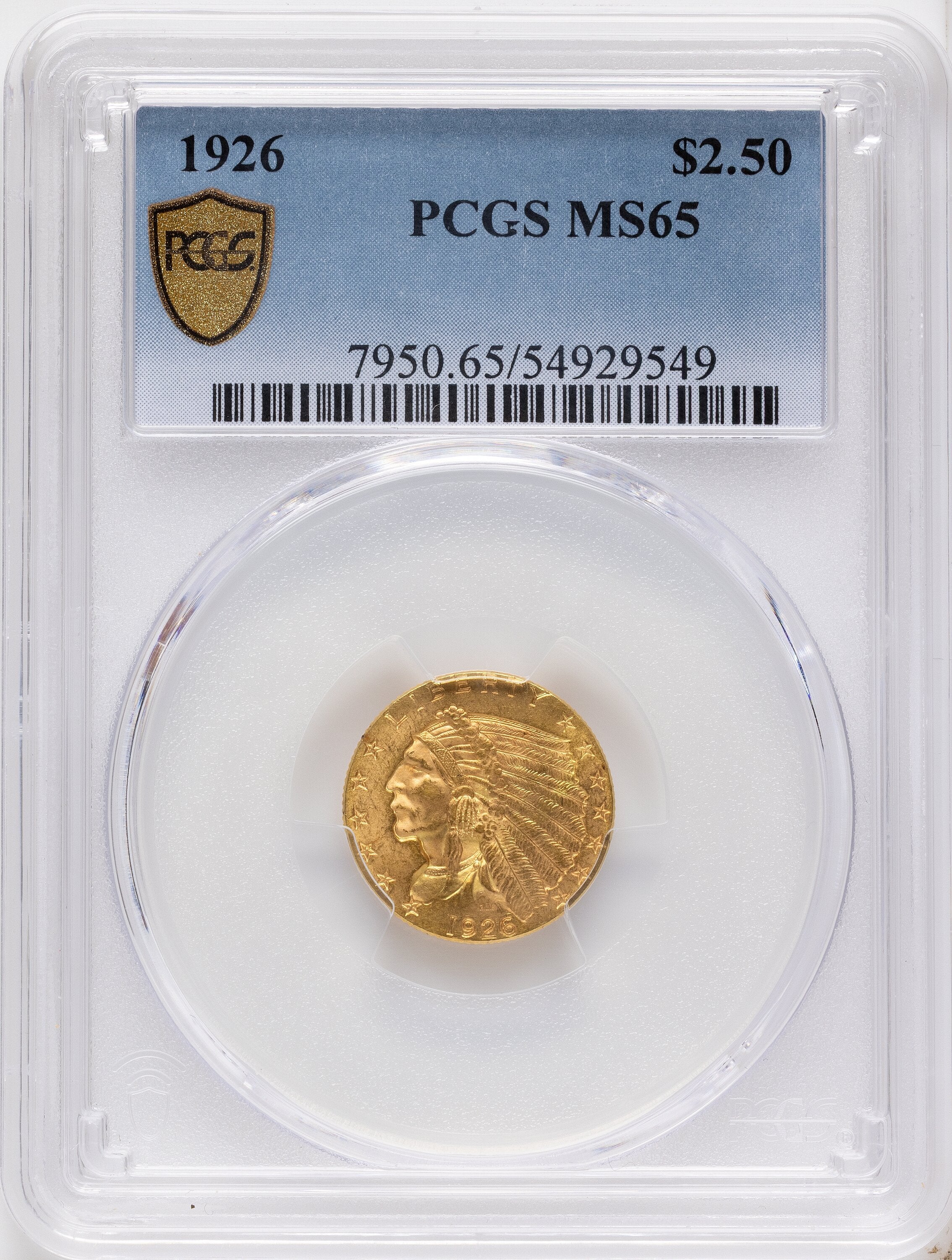 1926 $2.50 Indian Quarter Eagle PCGS MS65