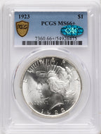 1923 CAC Peace Dollar PCGS MS66+
