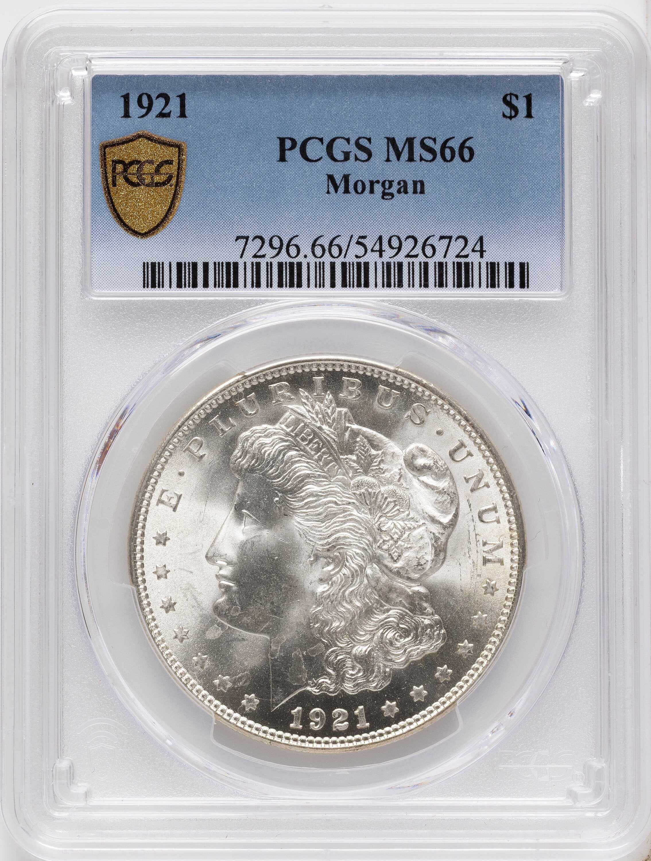 1921 Morgan Morgan Dollar PCGS MS66