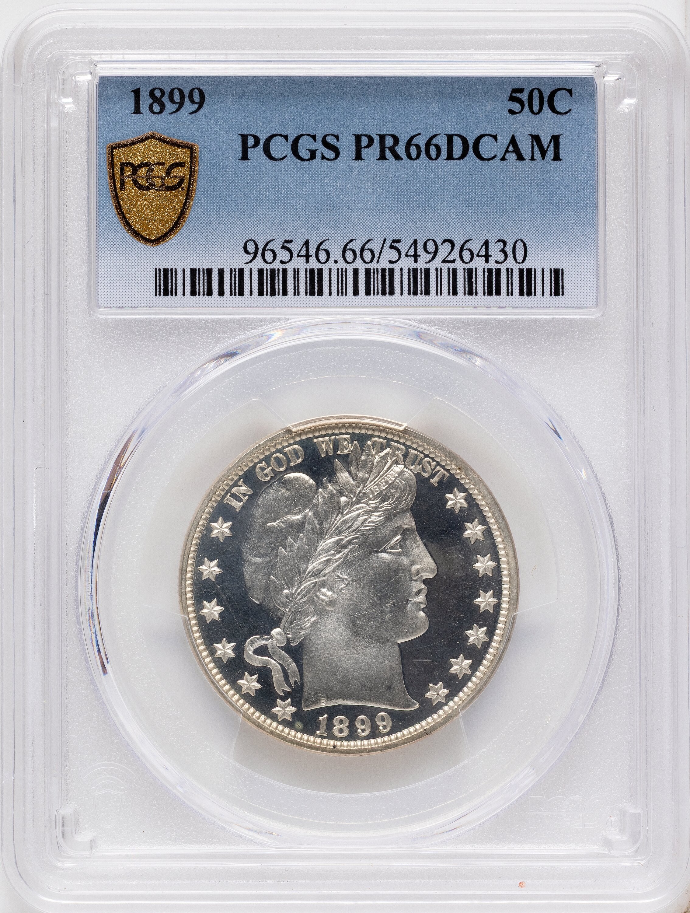 1899 50C Proof Barber Half Dollar PCGS PR66