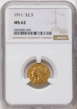1911 $2.50 Indian Quarter Eagle NGC MS62