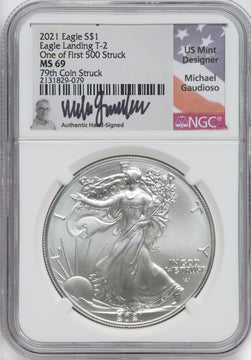 2021 Silver Eagle Type 2 At Dusk & Dawn 35th Anniversary 79th NGC MS69 Michael Gaudioso Signed