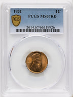 1931 1C RD Lincoln Cent PCGS MS67