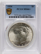 1934 Peace Dollar PCGS MS66+