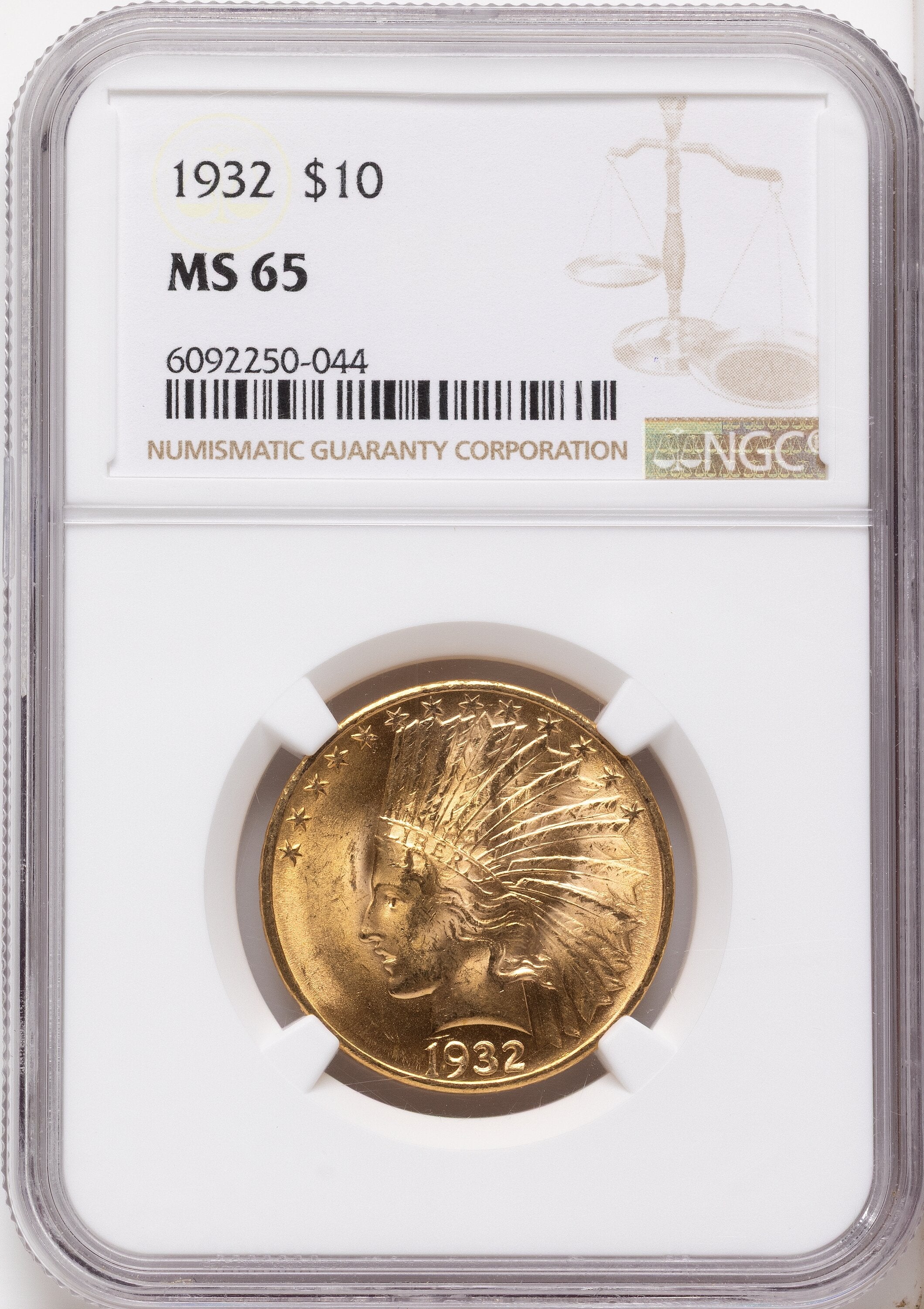 1932 $10 Brown Label Indian Eagle NGC MS65
