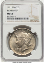 1921 Peace Dollar NGC MS64
