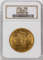 1904 $20 Liberty Liberty Double Eagle NGC MS65