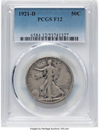1921-D 50C Walking Liberty Half Dollar PCGS F12